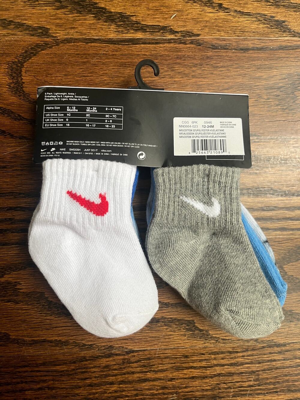 Nike baby boy socks 6 pairs Sz. 12-24 months lightweight NWT
